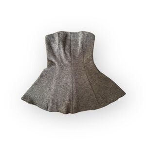 Moon River Gray Knit Corset Peplum Top | Size M | Structured Sweater Blouse